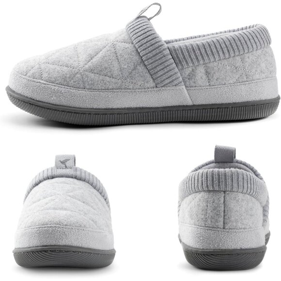 Women's Closed Back Knit Cuff Warm Gray Lining Memory Foam Sole Slippers Boot - Picture 2 of 6